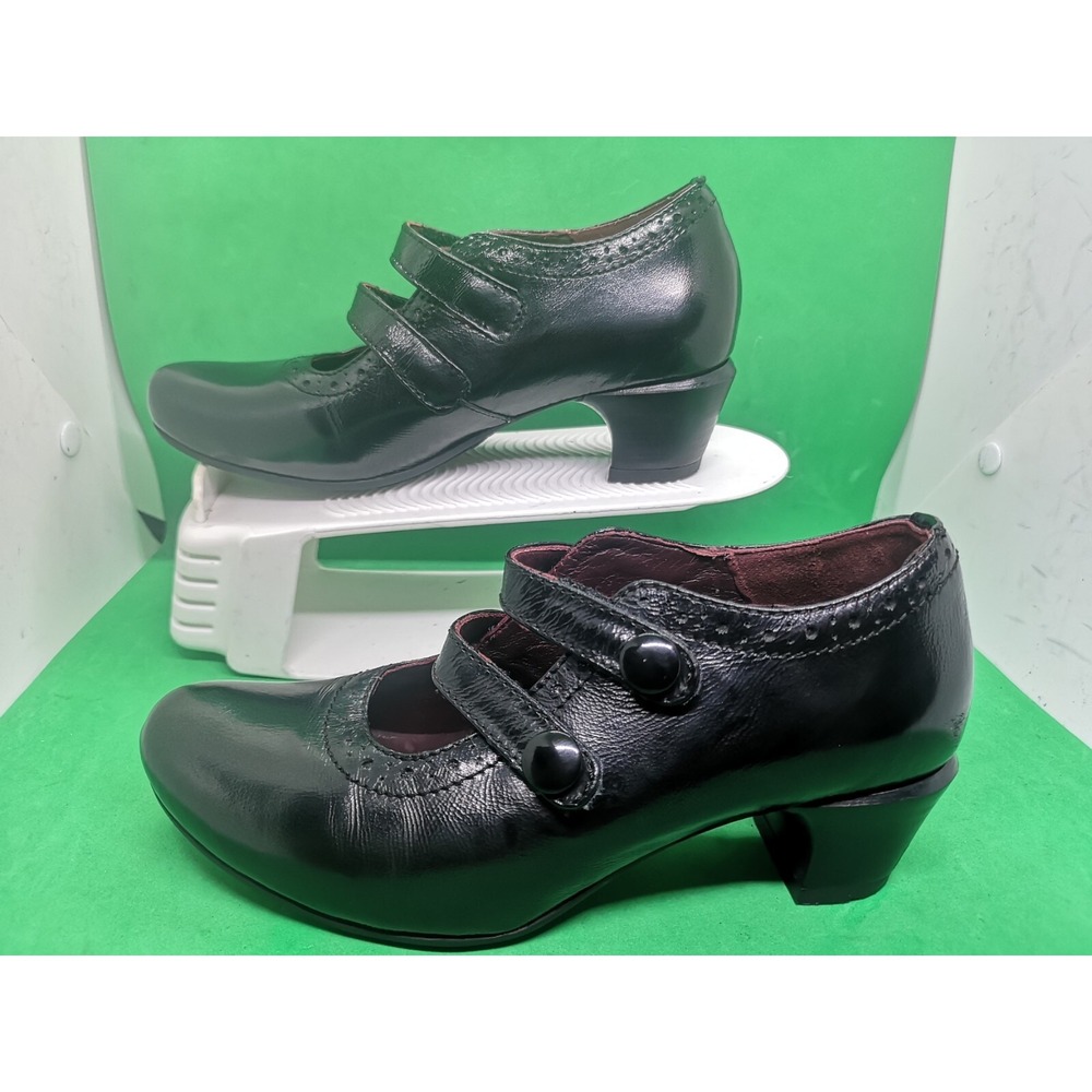 WOLKY Women's 3909 Black Leather Strappy Heels Comfort Shoe Size 37 EU 6-6.5 US